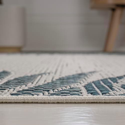 JONATHAN Y Palm Frond Border Indoor Outdoor Area Rug 8X10 Blue/Cream, Isla Coastal Cottage for Backyard, Patio, Porch, Easy-Cleaning, High Traffic, Pet-Friendly, Non-Shedding (TSN207C-8) - Image 6