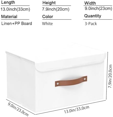 Yawinhe Storage Boxes, Set of 3 Fabric Crates, 13 x 23 x 20 cm, White - Image 4
