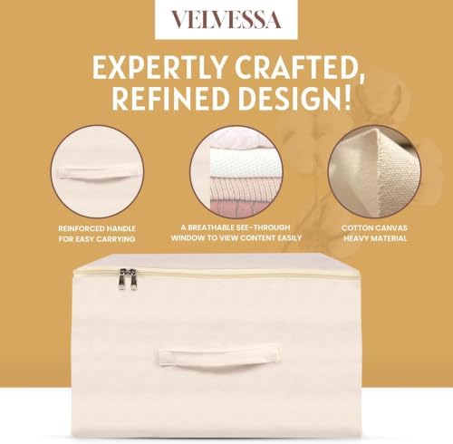 Cotton Canvas Zippered Sweater Bag | Storage Bag for Closets and Under the Bed - Set of 5 (17" L x 14" W x 7" H) Garment Storage Bags for Clothes, Sweaters and More - Image 3