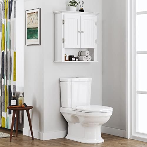 UTEX Bathroom Wall Cabinet Over Toilet, White Wall-Mounted Medicine Cabinet - Image 4