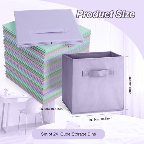 Hillban 24 Pcs Storage Cubes 11'' Collapsible Storage Bins Bulk, Pastel - Image 2
