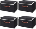 ANMINY Fabric Storage Box Bins with Lids, Black, 15"x10"x10", 4 Pack by ANMINY