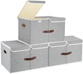 TYEERS Extra Large Collapsible Storage Bins with Lids and Compartments, Organizing Bins for Closet Storage, Clothes Storage, Cube Organizer for Home Office Storage - 3 Pack - Gray by StorageOrganization