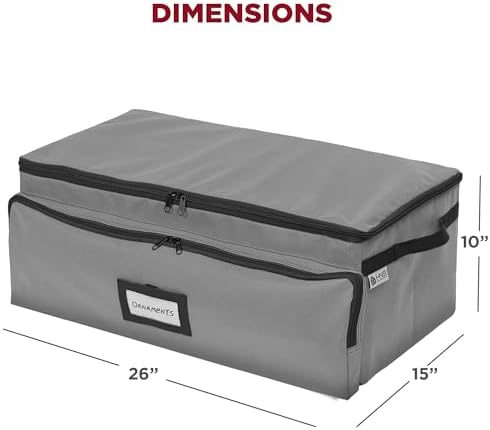 Premium Christmas Ornament Storage Box – Holds up to 72-3” Ornaments + 6 Side Slots for Figurines & Nutcrackers – Holiday Decoration Organizer – Durable 600D Grey Canvas - Image 7