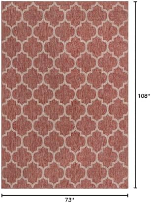 Unique Loom Outdoor Trellis Collection Area Rug (6' 1" x 9' Rectangle, Rust Red/ Ivory) - Image 2