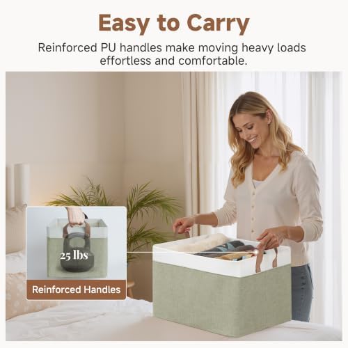 StorageWorks Closet Storage Bins, Green and White, Extra Large, 2-Pack - Image 5