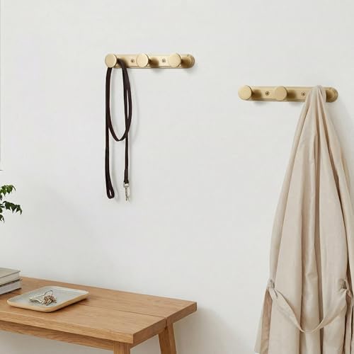 Goo-Ki Champagne Bronze Coat Rack Wall Mount with Orbit Rim Backplate, Heavy Duty Zinc Coat Hooks Wall Mounted, Modern Soft Gold Hat Hanger and Towel Rack for Entryway, Mudroom, and Bathroom(3 Hooks) - Image 3