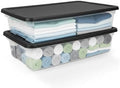 HOMZ 2-Pack Snaplock, Large Clear Plastic Storage Organizer Bins w/Lids, 41 Quart, Gray - Stackable Container Boxes for Bedroom, Bathroom, Garage, and Office Organization by Homz