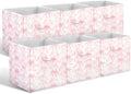 Geelin 6 Pcs Pink Floral Bow Cube Storage Bins 11 in Basket with Handle by Geelin