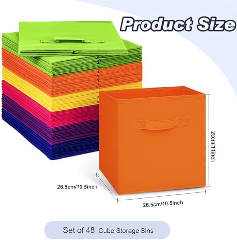 Hillban 48 Pcs Storage Cubes 11'' Collapsible Storage Bins Bulk, Colorful - Image 3