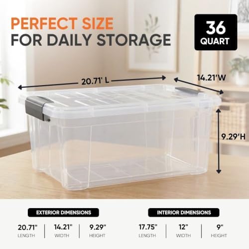 Superio Storage Bins with Lids, Clear Plastic Containers for Organizing, Stackable Totes, BPA Free, Odor Free, Organizer Boxes for Home, and Dorm (6 Pack, 36 Qt) - Image 3