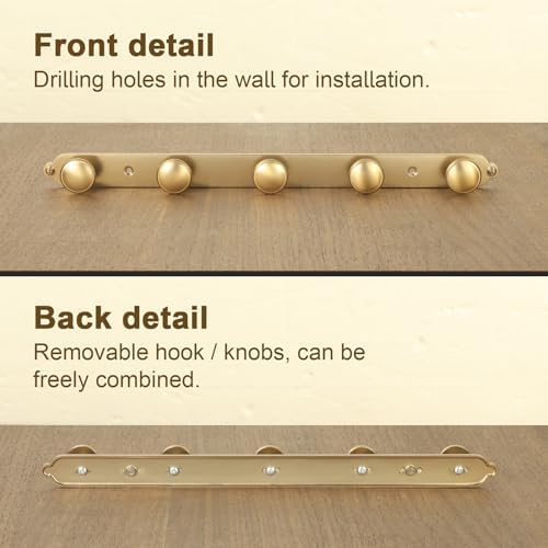 Goo-Ki 1 Pack Champagne Bronze Coat Rack Wall Mount Heavy Duty, Towel Rack Zinc Alloy Coat Hooks Wall Mounted for Hanging Bag Hat Clothes - Image 3