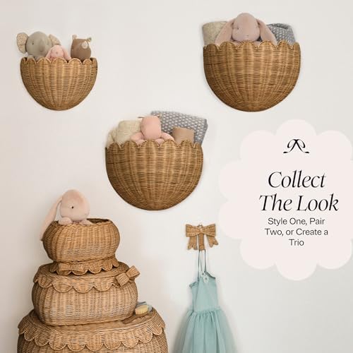 BEBE BASK The Original Scalloped Wicker Wall Basket – Set of 2 (16x10x7 In) - Image 4