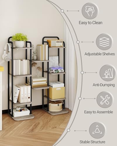 Hzuaneri 6 Tiers Vertical Shoe Rack, Tall Shoes Shelf with 2 Hooks - Image 7