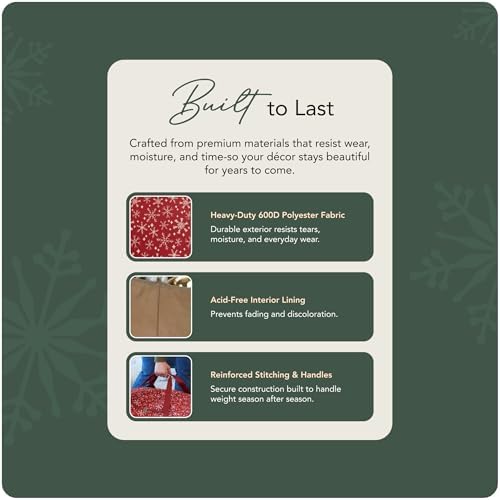 Covermates Wreath Storage Bag, 24" Diameter x 7" H, Red Snowflake - Image 6