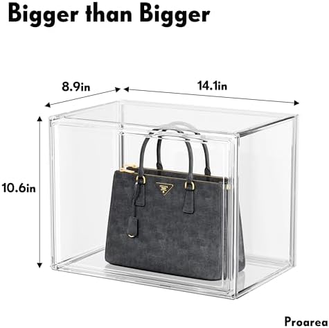 5 Pack Purse Organizer for Closet Acrylic Display Cases Clear Storage Boxes - Image 5