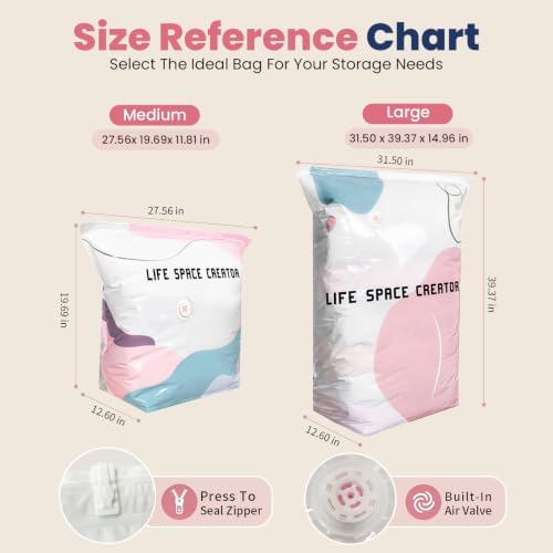 10PCS No Pump Vacuum Storage Bags, No Pump Large Vacuum Storage Compression Bags, Thick Airtight Reusable Organizer for Clothes Comforters Travel Moving Closet Storage (L) - Image 5