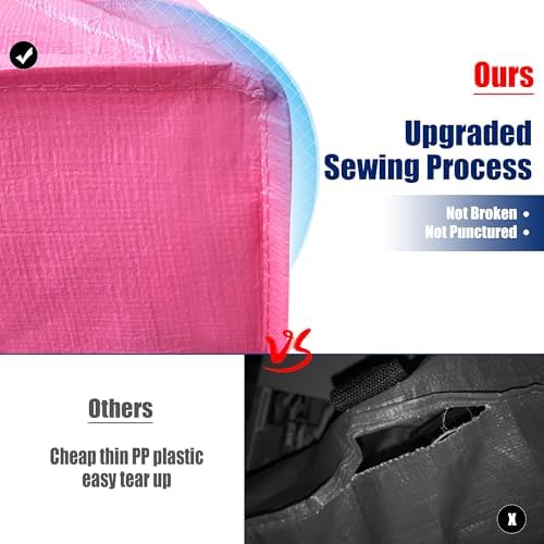 Cosy Family 8 Pack Heavy Duty Extra Large Moving Bags with Backpack Straps - Strong Handles & Zippers, Storage Totes For Space Saving, Fold Flat, Alternative to Moving Box, Pink - Image 3