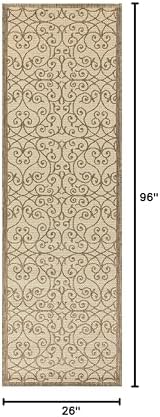 Eyely Filigree Weave Runner Rug 2X8 Beige/Brown, Indoor Outdoor Rug - Image 2