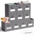Teenyyou 10 Pack Fabric Storage Cubes 13 Inch Collapsible Cube Bins with Label Window & Handle Foldable Organizers Baskets for Shelf Closet Nursery Kids Room Clothes Book Toy(Gray) by Teenyyou