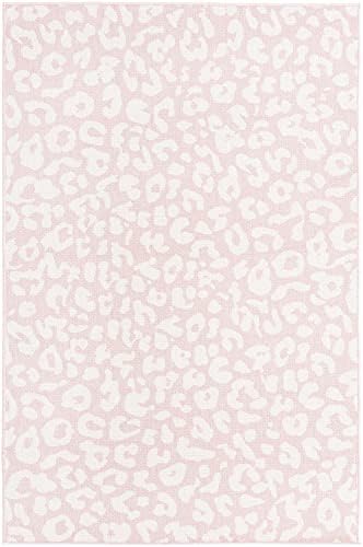 Unique Loom Outdoor Safari Collection Area Rug - Leopard (5' 3" x 7' 10" Rectangle, Pink Ivory/ Ivory) - Image 3