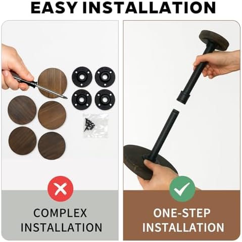 exquis Adjustable Helmet & Hat Display Stand – Rustic Wood Base with Matte Black Metal Rod, Height Adjustable 12"–17.5", Set of 2 - Image 5