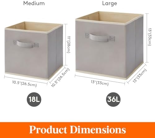 Lifewit Storage Cubes, 11 Inch Organizer Bins, 18L Light Gray, 12 Packs - Image 5
