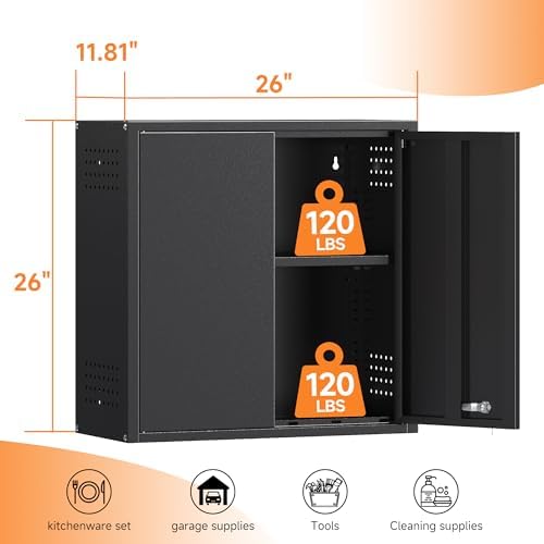 Coolsun 26" H Garage Wall Cabinet with Lockable Doors and Adjustable Shelf - Image 3