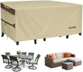 RICHIE Outdoor Patio Furniture Cover - Heavy Duty Waterproof 600D Tough Canvas Protector for Rectangular Table Cover, All-Season Dining Table and Chair Covers (108L x 82W x 28H Inch) by RICHIE