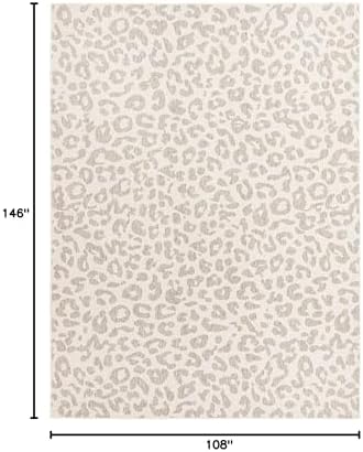 Unique Loom Outdoor Safari Collection Area Rug - Leopard (9' x 12' 2" Rectangle, Ivory Gray) - Image 2