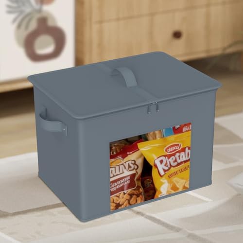 Zilink Fabric Foldable Storage Boxes with Lid Storage Bins, Grey, 4Pack - Image 4