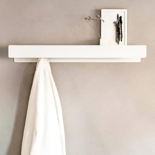 Coat Rack Wall Mount, 2-in-1 Wall Floating Shelf with 8 Hidden Coat Hooks - Image 2