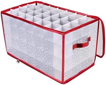 Simplify Organizer Container, Holds Total of 448 Amongst 4 Bags, 2.5” Slots, Durable, See Through for Easy Viewing ornament storage, 112 Count-4PK, Red (AZ-710011-4PK) - Image 2
