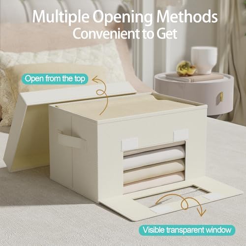 Fabric Storage Bins with Lids, 2 Pack, Beige, 15x9.8x9.8 In - Image 5