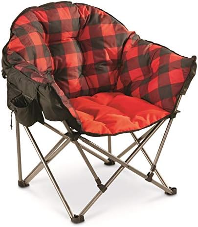Guide Gear Club Camping Chair, Oversized, Portable, Folding with Padded Seats, 500-lb. Capacity Red Plaid by GuideGear