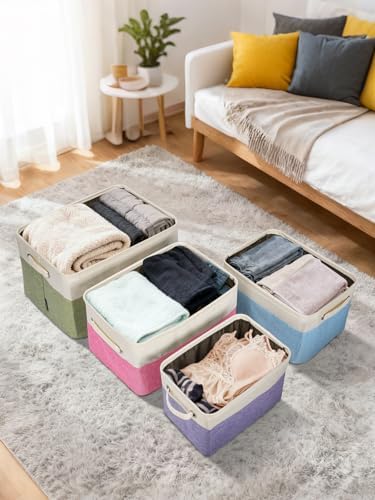 BALEINE 4 Pack Fabric Closet Storage Bins for Shelves, Linen Closet Organizers and Storage, Decorative Baskets for Organizing, Shelf, Clothes, Home, Office (Skyblue, 17''x13''x10.5'') - Image 7