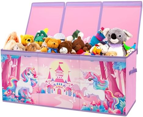 decalsweet Large Toy Box Collapsible Chest Organizer with Flip Lid for Kids by Decalsweet