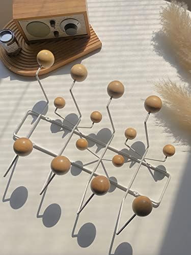 SHISEDECO Classic Mid Century Hang it All Coat Rack, Modern Wall Mounted Hooks with Painted Solid Wooden Balls(Multi Colors Available) (White Frame Natural) - Image 3
