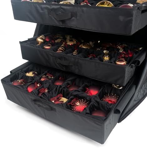 Telescoping Christmas Ornament Storage Box, Adjustable Dividers, 140 Slots - Image 6
