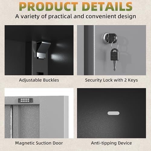 71''H Garage Storage Cabinet with Wheels, Meatl Storage Cabinet with Lock - Image 6