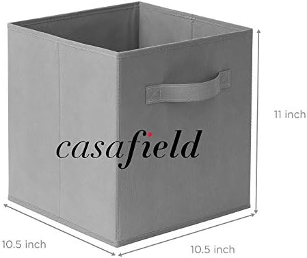 Casafield Set of 12 Collapsible Fabric Cube Storage Bins, Gray - 11" Foldable Cloth Baskets for Shelves, Cubby Organizers & More - Image 7