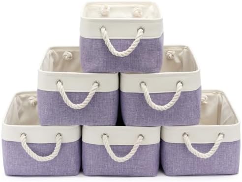 13.8x9.8x6.7 Inch Fabric Small Storage Bins with Handles 6 Pack by VQRTEXAStorageBasket