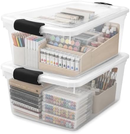 HOMZ Clear Plastic Storage Bin with Secure Latch, 64 Qt, 2 Pack by Homz