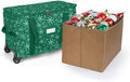 Covermates Keepsakes Rolling Adjustable Ornament Storage Bag – Heavy-Duty Polyester, FlexGrid Trays & Padded Dividers – Protective Holiday Organizer with Wheels, Handles & ID Window, Green Snowflake by Covermates