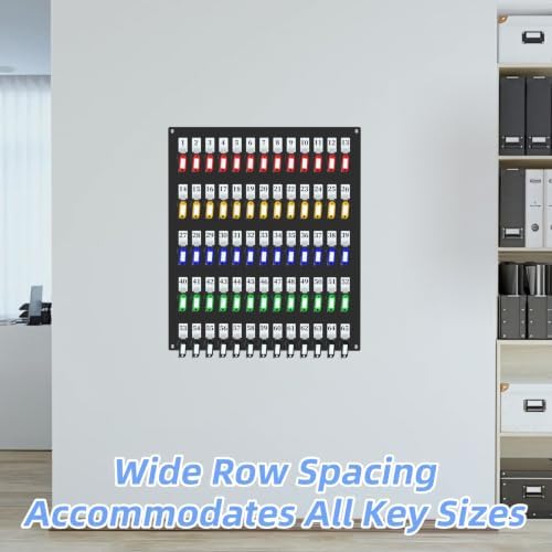 65 Hooks Acrylic Key Board with Numbers, Wall Mount Key Holder Rack with 65 Tags, Key Storage Organization, Black Hanging Board for Garage, Car Dealer, Office, Home, Hotel, Real Estate, School - Image 5
