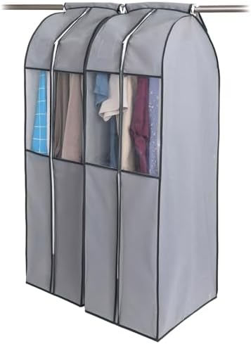 Astro 167-08 Clothes Cover, Wide, Long, Gray, 2-Piece Set, Non-Woven Fabric, Transparent Window, Insect Repellent Pockets, Covers All the Bottoms by ASTROSTORAGE