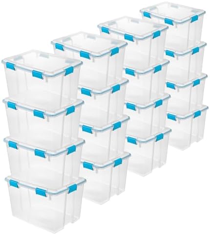 Sterilite Gasket Storage Box with Lids for Home & Office, 80 Quart, 16-Pack by Sterilite