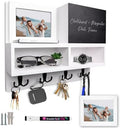 Spacelog Key and Mail Holder for Wall with Chalkboard – Magnetic Picture Frame Key Holder Wall Mount, White, Dual Storage & Cupboards by Unknown