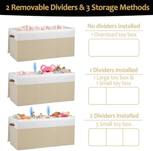 Extra Large Toy Storage Box with Lid,Toy Chest Bin Basket with Dividers - Image 3