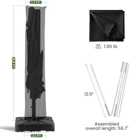 Cantilever Patio Umbrella Cover with Zipper and Rod - Image 4